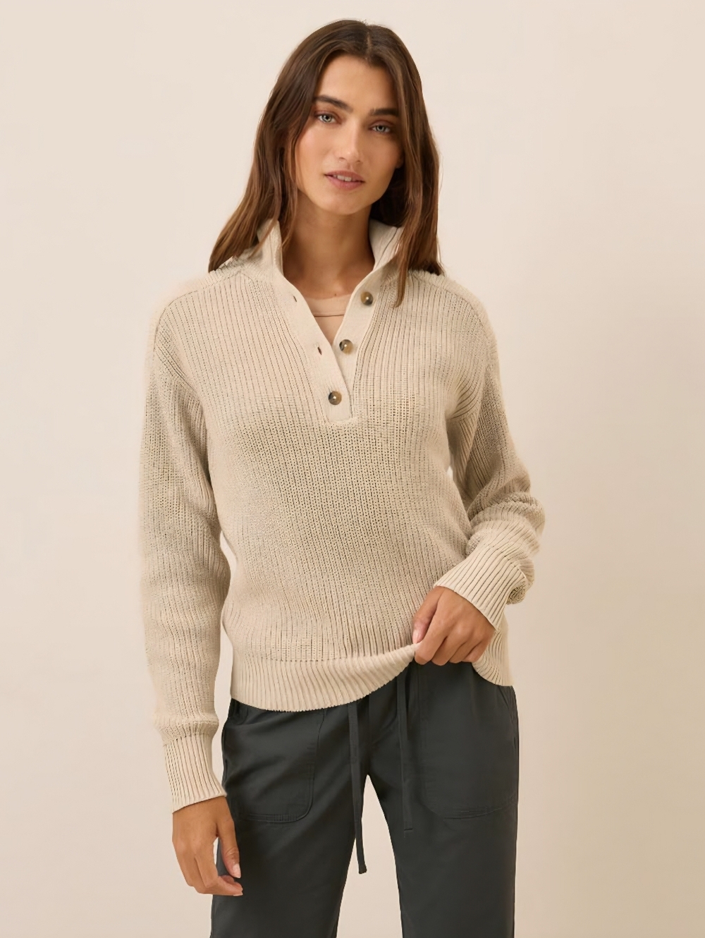 Pact Organic Cotton Henley Sweater L